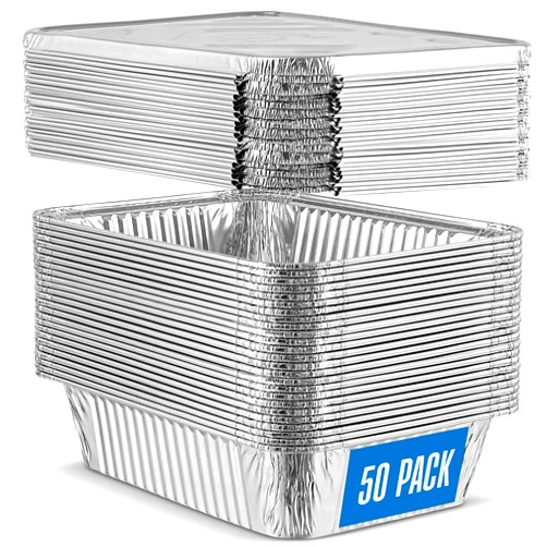 PLASTICPRO 50 Pack Aluminum Pans 6.5'' X 9