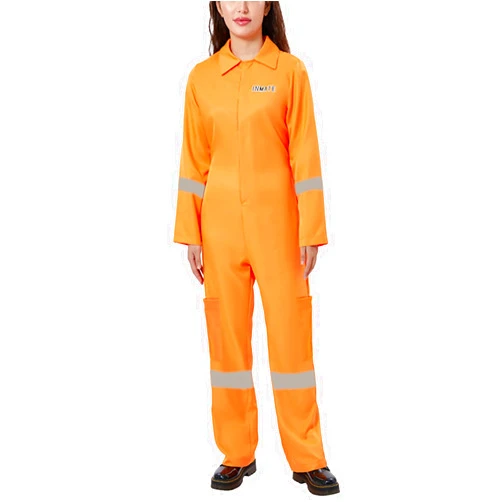 MYBFYABO Halloween Prisoner Costume for Women Fancy Letter Print Jail Jumpsuit Short Sleeve Zipper Romper Convict Costume