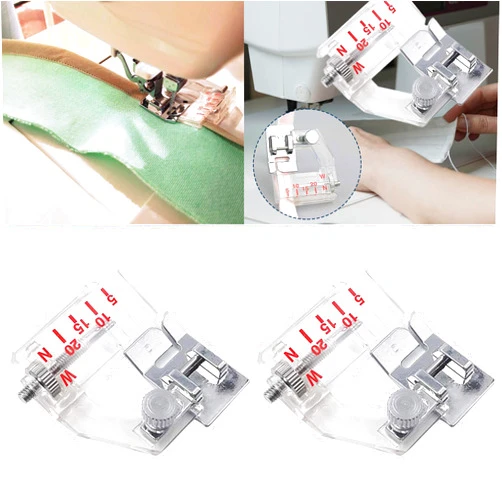 Generic Adjustable Bias Tape Binding Foot, Domestic Sewing Machines Presser Foot Bias Tape Presser Foot for All Low Shank Snap On Sewing Machine Industrial, Adjustable Range is from 5mm to 20mm (3)