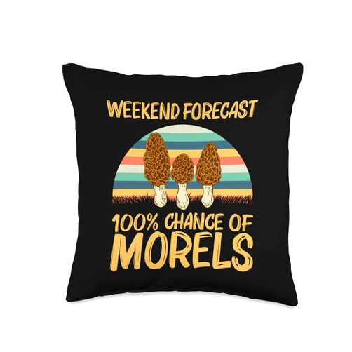 Funny Morel Gift Penny Bun Vegetable Fan Clothing Cute Design for Men Women Morel Mushroom Fungi Hunter Throw Pillow, 16x16, Multicolor