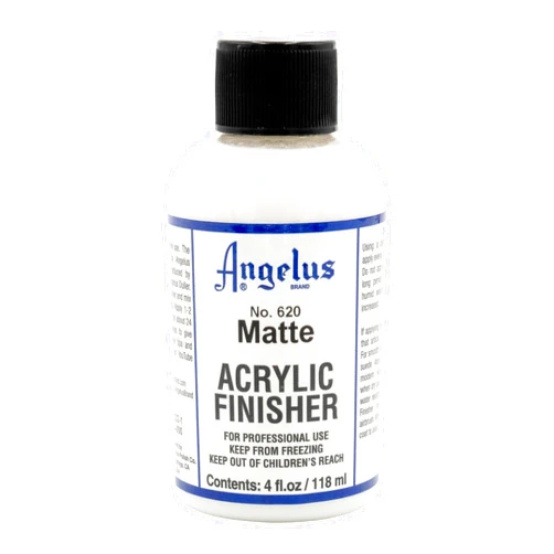 Angelus Matte Acrylic Finisher – Flexible Clear Coat for Leather Shoes, Bags, Jackets & Accessories, Matte Finish for Leather Craft & Restoration. No. 620-4 fl oz