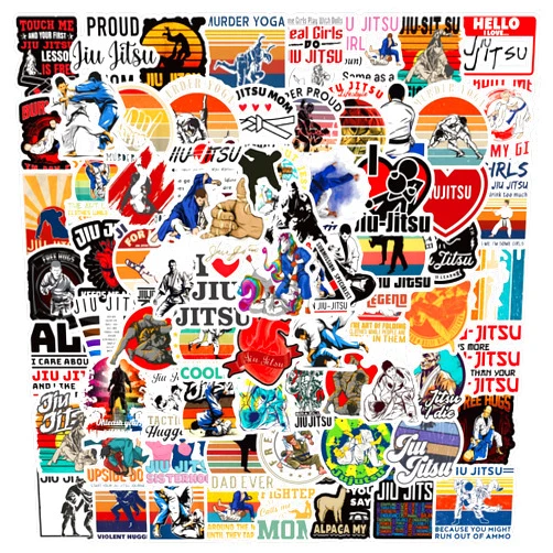 LCFFECN 122Pcs jiu Jitsu Stickers Pack, Sport Aesthetic Vinyl Waterproof Sticker Water Bottle,Laptop,Phone,Skateboard,Scrapbooking,Bumper Decor for Fans for Party Supply Decor…