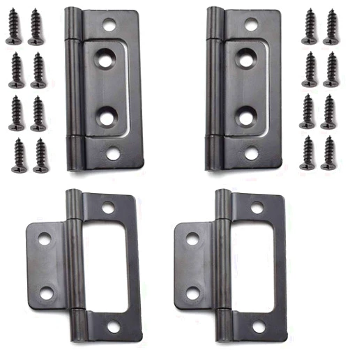SDTC Tech 4-Pack Non-Mortise Door Hinges Bifold Butt Cabinet Hinges with Screws for Furniture Windows Cupboard etc. - 2 x 0.9 Inch, Black