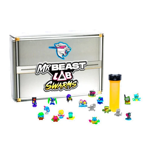 MrBeast Lab Swarms Series 2, Atomic Series Exclusive Cash Case Bulk Pack, Experiment by Adding Water, Shaking The Test Tube and Reveal 2 of The 18, MrBeast Themed Swarms Collectible Micro Beasts