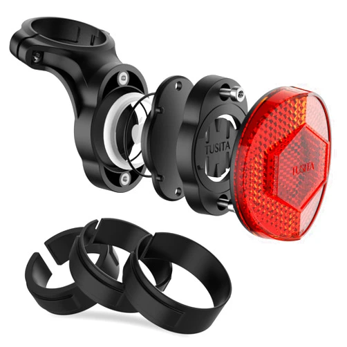 TUSITA Airtag Bike Mount, Hidden Bicycle Seatpost Mount Compatible with Airtags & Garmin Varia, Anti-Theft Air tag GPS Tracker Bike Reflector Holder