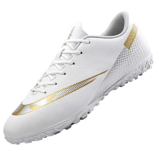 CJB Men's Soccer Shoes for Football Athletic Professional CR TF Ground Outsoles AG Team 7.5 White