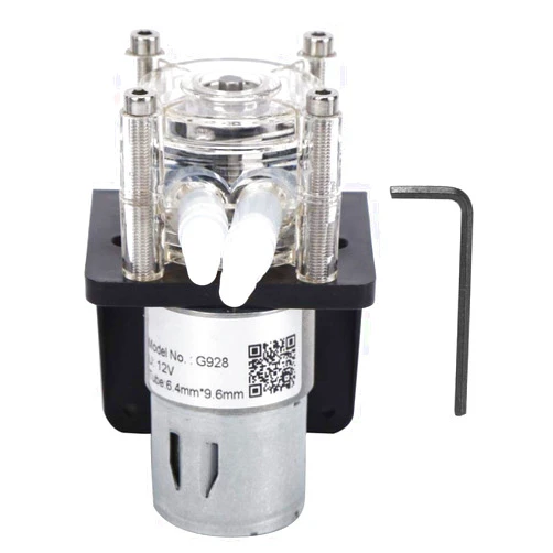 Vikye Peristaltic Pump, 500mL/min Large Flow Peristaltic Pump Made of 304 Stainless Steel with Transparent PC Head(12V)