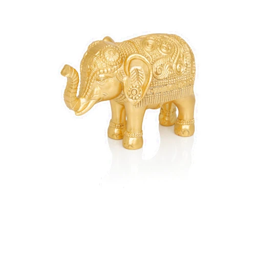 BOIHEGU Small Elephant Statue Home Decor, Symbol of Luck and Prosperity, 4 inch Resin Gold Accent Good Lucky Elephant Housewarming Gifts for Women Men Office Desk Decoration