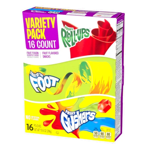 Betty Crocker Fruit Snacks, Fruit Roll-Ups, Fruit By The Foot and Fruit Gushers, Variety Snack Pack, 16 Pouches