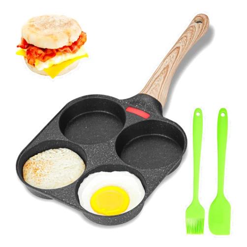 MyLifeUNIT Egg Frying Pan, 4-Cup Egg Pan Nonstick, Fried Egg Pan Skillet for Breakfast, Pancake, Hamburger, Sandwiches, Suitable for Gas Stove & Induction Cookware