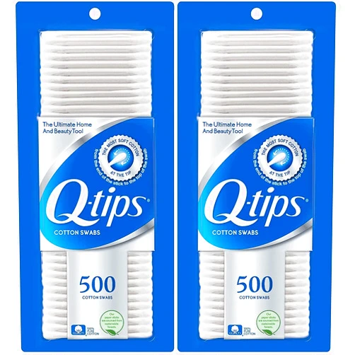 Q-tips Cotton Swabs For Beauty Care Original Cotton Swab Made With 100% Cotton 500 Count (Pack of 2)