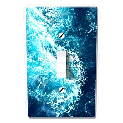 WIRESTER Single Gang Toggle Light Switch Plate/Wall Plate Cover - Blue Ocean Wave