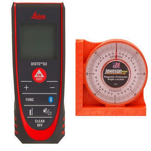 Leica DISTO D2 New 330ft Laser Distance Measure with Bluetooth 4.0 and Johnson Level & Tool 700 Magnetic Angle Locator