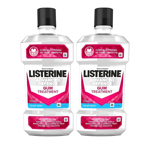 Generic -LISTERIN'E ADVANCED DEFENCE GUM TREATMENT MOUTHWASH 500MLS X 2 PACK, Mint