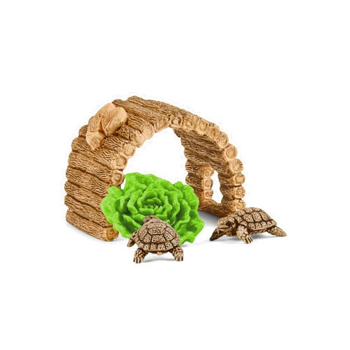 Schleich Wild Life 6-Piece Tortoise Toy Figure with Hatchlings and Turtle Home Playset for Kids Ages 3-8, Brown