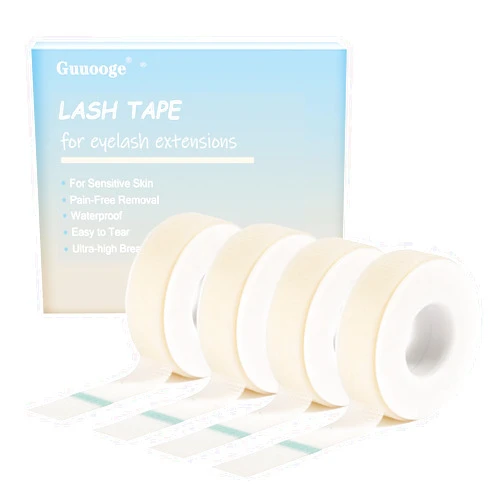 Guuooge Lash Tape for Eyelash Extensions - Eyelash Tape Silicone Gel Sensitive lash Extension Tape Pain-Free Removal Breathable Micro-Porous Eyelash Extension Tape (4Rolls,0.5in x 4yd, White)