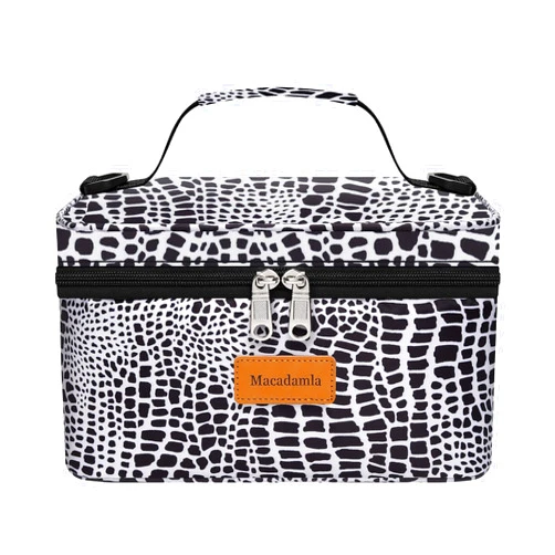 Macadamla Weinas Small Lunch bag for Women/Men,Insulated Lunch Box Mini Cooler Bag for Adult,Collapsible Leakproof Lunchbox Lunch Bag Food Containers for Work Office Picnic Beach Black-white
