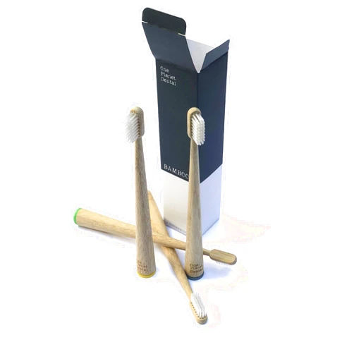 One Planet Dental Stand up Biodegradable Bamboo toothbrushes| Hard Wearing, Soft/Medium Plant bristles| Vegan | Plastic Free Toothbrush | Biodegradable Packaging| All Natural Toothbrush