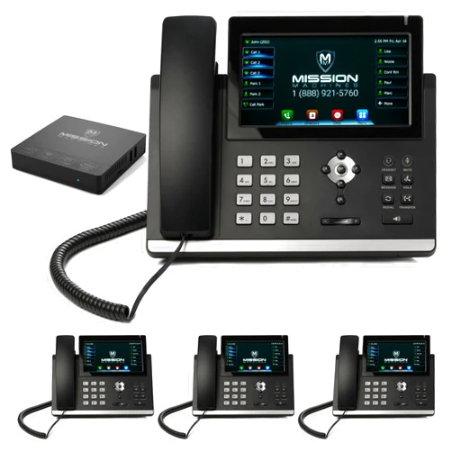MM MISSION MACHINES Mission Machines S-100 Business Phone System: Executive Pack - Auto Attendant/Voicemail, Cell & Remote Phone Extensions, Call Recording & Mission Machines Phone Service for 2 Month (4 Phone Bundle)