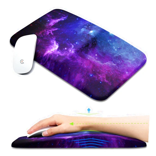 KUOSGM Large Ergonomic Mouse Pad Wrist Support, Carpal Tunnel Pain Relief Mousepad Wrist Rest, Wrist Pad for Mouse with Gel Memory Foam for Computer & Wireless Mouse(Nebula, 13x8 inch)