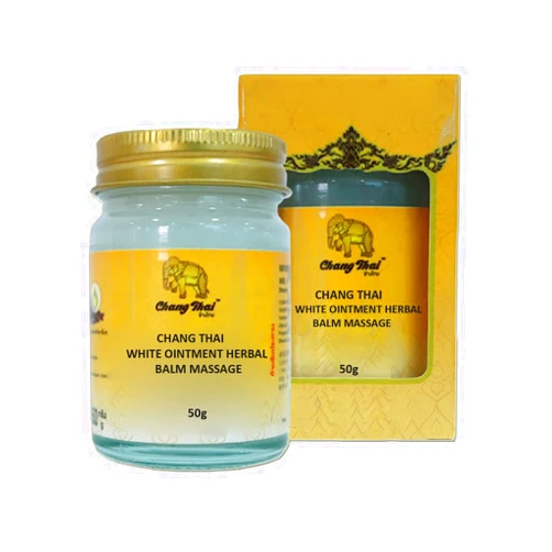 Chang Thai White Ointment Herbal Balm Massage Muscle Temporary Relief 50g