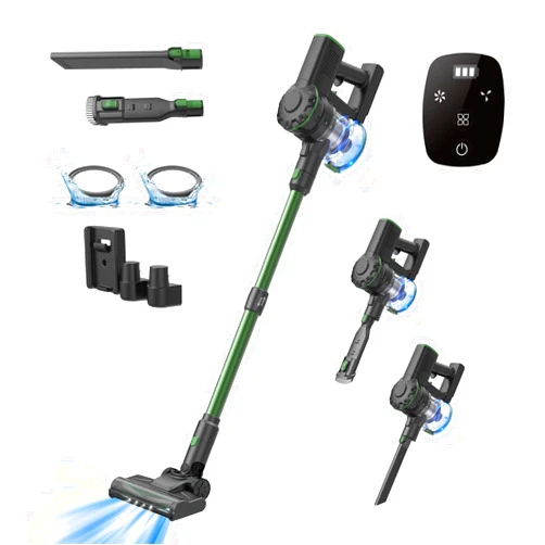 Vexilar Cordless Stick Vacuum Cleaner - 30Kpa Powerful Suction with Brushless Motor, Self Standing Design, 45 Mins Runtime, LED Display, 6 in 1 Lightweight Handheld Vacuum for Home Hard Floor and Carpet