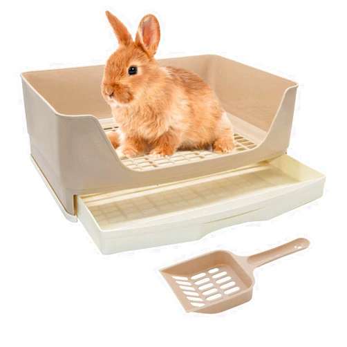 BWOGUE Large Rabbit Litter Box Toilet,Potty Trainer Corner Bedding with Drawer Larger Pet Pan for Adult Guinea Pigs, Rabbits, Hamster, Chinchilla, Ferret, Galesaur, Small Animals(White)
