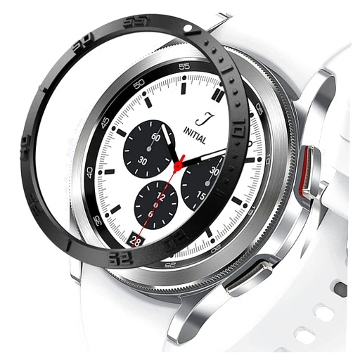 KRFITYA Bezel Ring Compatible with Samsung Galaxy 4 Classic 42mm Watch Decorative Bezel, Men Women Stainless Steel Anti Scratch Adhesive Cover Protector for Galaxy Watch Accessory (Black-05)