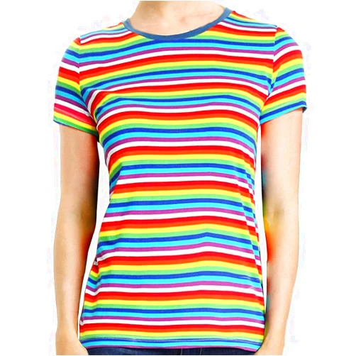 Ezsskj Rainbow T Shirt Chuckie Costume Women Short Sleeve Pullover Striped Tee Crew Neck Stripes Shirts Tops