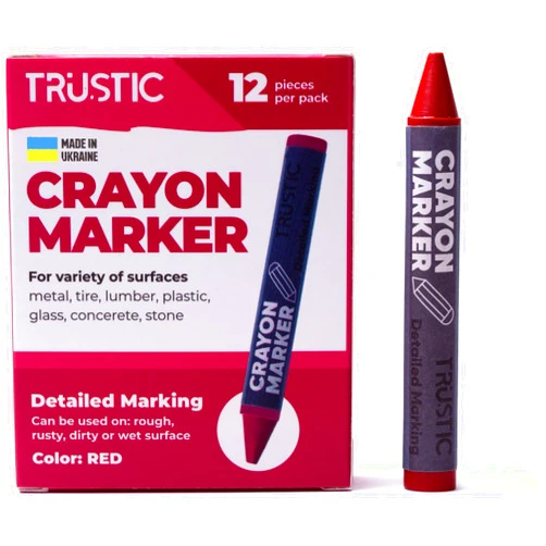 Trustic Universal Crayon Wax Marker for Industrial and Craft Detailed Marking on Lumber Metal Carton Ceramics Concrete Glass Plastic Tire 4 x 1/2