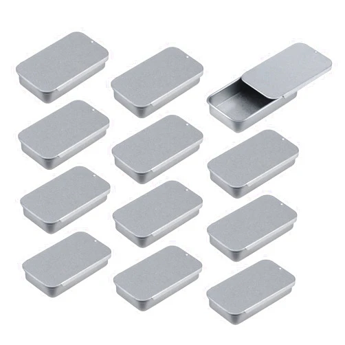 Antrader Metal Slide Top Tin Containers for Crafts & Candies & Jewelry & Pills Survival Kit,2.36