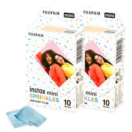 Fujifilm Instax Mini Sprinkles Film - 20 Exposures + BluebirdSales Microfiber Cleaning Cloth