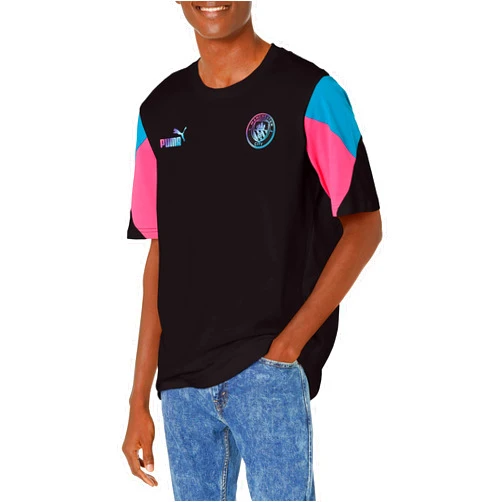 PUMA Men's Standard MCFC FTBLCULTURE Tee, Black-Ocean Depths, Large