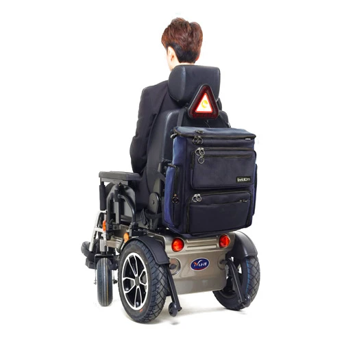 FEELDOM MAX - Deluxe Wheelchair Bag, Water Resistant, Storage Space, Durable, Thickly Padded Nylon, Premium Quality, EZ Access (Large, Navy Blue/Orange Lining)