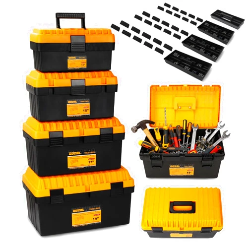 Wiselifetech 4 Pack Tool Box Heavy Duty Plastic Toolbox with Removable Trays & Dividers,Professional Lockable Portable Storage Box 13