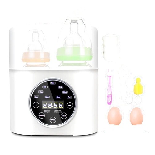 CREPOW Bottle Warmer, CREPOW Fast Baby Bottle Warmer and Sterilizer Double Bottle 6-in-1 Fast Food Heater Defrost Warmer for Baby Milk Breastmilk Formula with LED Display Thermostat Timer Function