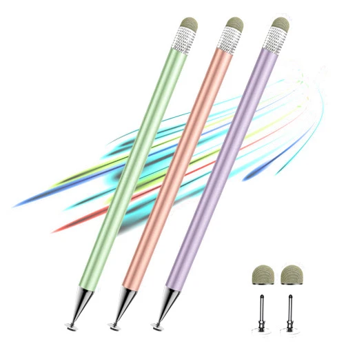 Zhao Cai Jin Bao Stylus Pen for Touchscreen,3pcs 2in1 High Precision Sensitivity Stylus, Suitable for iPhone/ipad/Android Stylus for ipad,Compatible with Touch(Green/Purple/Rose Gold + 4Tips)