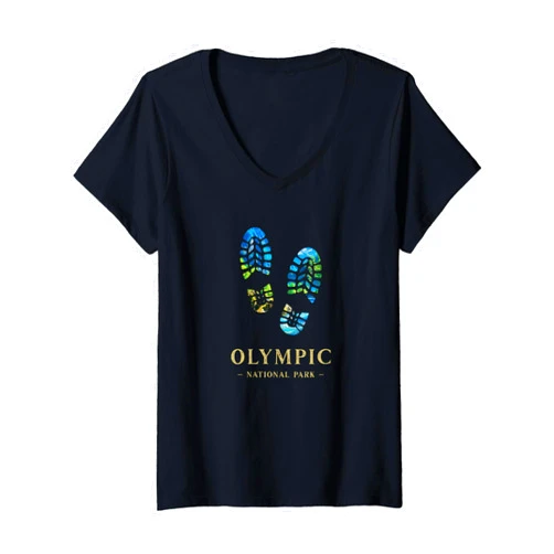 KAEDAM Graphic Art: Olympic National Park Olympic National Park Hike Hiking Boot Camping Souvenir V-Neck T-Shirt