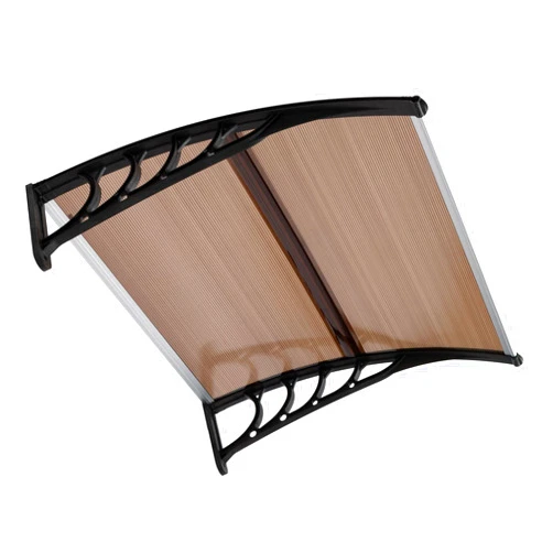 UIKJIM Window Awning Door Canopy, Polycarbonate Front Door Cover for Rain Snow Sun Protection, Easy to Install and Remove, Durable and Decorative, for Home, Patio, Garden (Black)