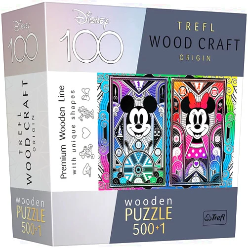 Trefl Wood Craft 500 +1 Piece Wooden Puzzle - Disney's Mickey & Minnie Mouse