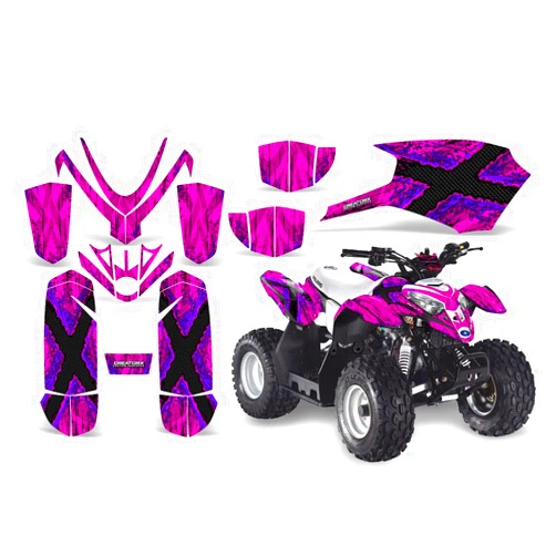 CreatorX Graphics Kit Decals Stickers for Polaris Outlaw 50 Predator 50 2005-2012 Graphics TribalX Purple Pink