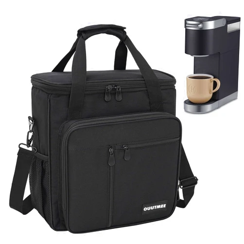 OUUTMEE Coffee Maker Carrying Bag Compatible with Keurig K-Mini or K-Mini Plus, Single Serve Coffee Brewer Portable Storage Bag with Extra Pockets, Storage Tote Case With Shoulder Strap