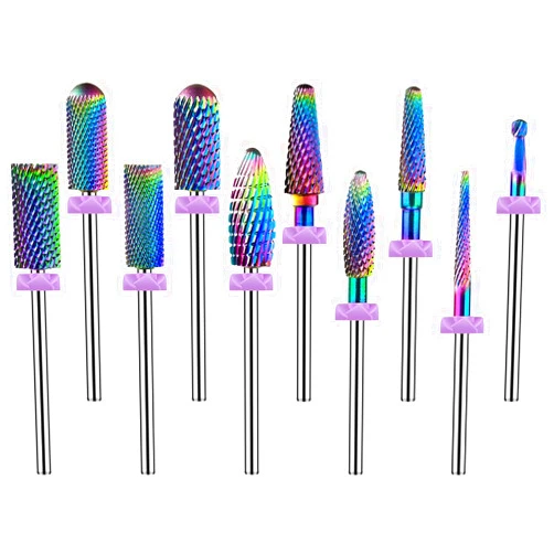 Depvko 10Pcs Nail Drill Bits Sets, Depvko Professional Tungsten Carbide Drill Bit for Nails, 3/32 inch Electric Bits Acrylic Gel Nails Polishing Cuticle Remover Tools for Manicure Pedicure Salon Home