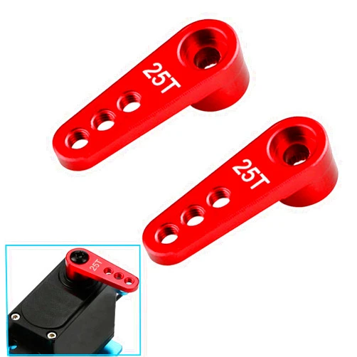 ShareGoo 2PCS Metal 25T Servo Horn M3 Threads Steering Arm Server Rocker Compatible with Futaba Savox Power HD HSP Servos Motor 1/8 1/10 RC Car Truck,Red