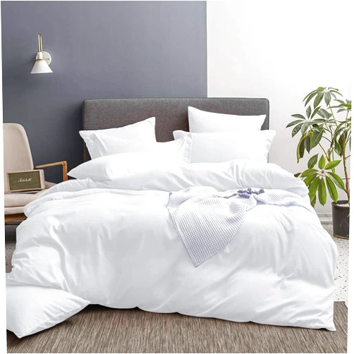 SLEEP-NEST 600 TC Queen/Full 90x90 Size Luxurious 3 Piece Duvet Cover Set with Hidden Zipper Closer & Corner Ties - Natural Cotton (1 Duvet Cover 2 Pillow Shams) Soft & Cozy, White Solid