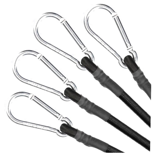 ZHOUBIN 72 Inch Black Bungee Cords with Carabiner Hooks, 4Pcs