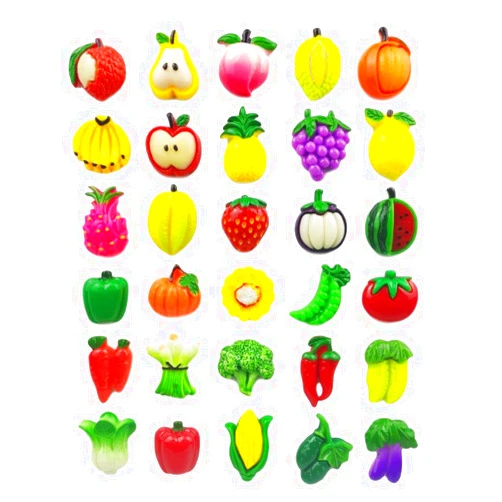 Miswee Resin Fridge Magnet Set Refrigerator Magnetic Sticker whiteboard Home Kitchen Decoration Office Supplies Souvenir (Fruits and Vegetables)