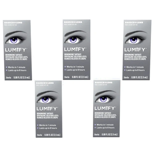 LUMIFY Redness Reliever Eye Drops, for Whiter & Brighter Looking Eyes, 0.08 Fl Oz ((Pack of 5))