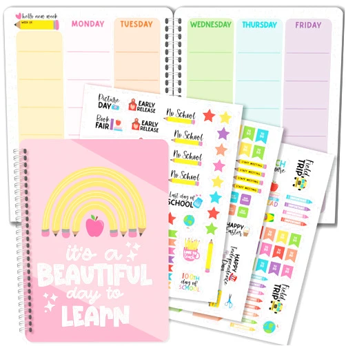 Hadley Designs Pink Undated Teacher Planner 2024-2025 - Homeschool Planner, Teacher Lesson Planner 2024-2025, Teacher Lesson Plan Book, Lesson Planner Book for Teachers, Teacher Planner Undated, Teacher Plan Book