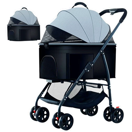 Tokenkuko Pet Stroller,3-in-1 Multifunction Dog Cat Jogger Stroller,4 Wheels Folding Pet Stroller,Lightweight Breathable Travel Stroller,with Detachable Carrier&Cup Holder for Medium Small Dogs Cats